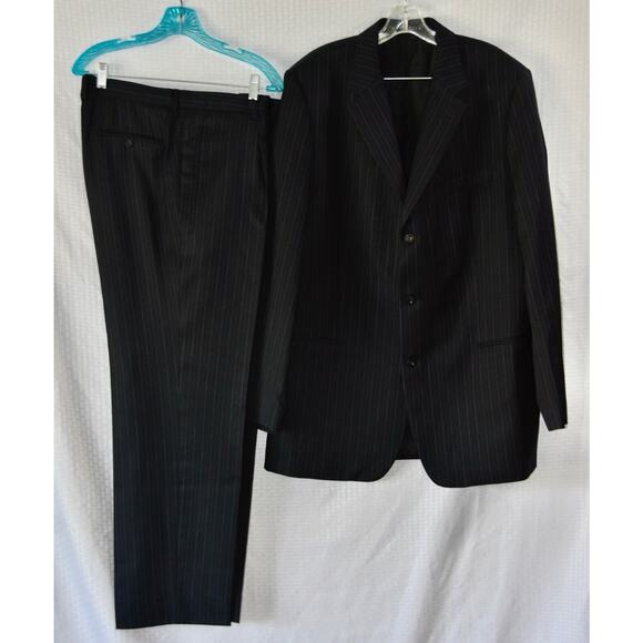 Boss by HUGO BOSS Einstein Sigma Pinstripe 100% Wool Jacket Pant Suit Size 46 - Picture 2 of 11